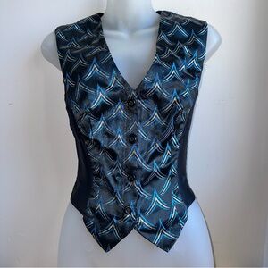 Women’s 90S Dead Stock Helsa Designs Black Form Fitting Vest Glitter Accent Sz 2